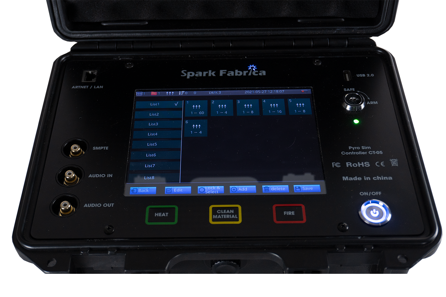 Spark Fabrica PYROSIMCON Controller, display