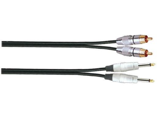 R2MJ21 - 2 x TS-M 6.35mm Jack to 2 x RCA-M Signal Lead (1m)