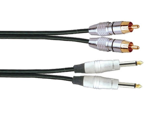 R2MJ23 - 2 x TS-M 6.35mm Jack to 2 x RCA-M Signal Lead (3m)